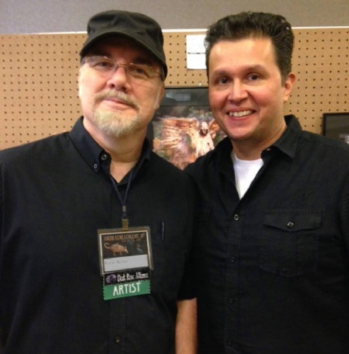 Artists Rocky Kelley (ArmadilloCon 2015 artist guest, left), and John Picacio.