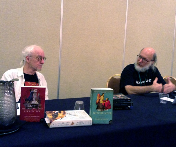 ArmadilloCon 2015 special guest, James Morrow (left) is being interviewed by John Gibbons.