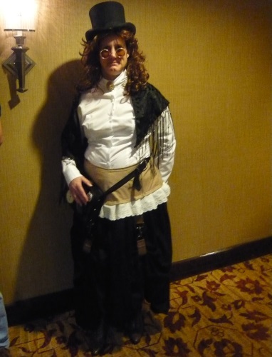 Austin fan Wendy in a steampunk outfit